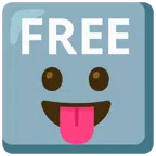 FREE button + face with tongue
