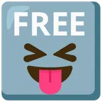 FREE button + squinting face with tongue