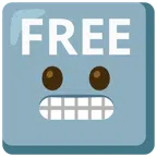FREE button + grimacing face