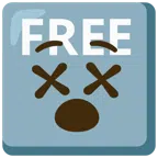 FREE button + face with crossed-out eyes