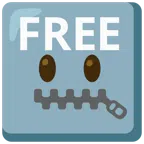 FREE button + zipper-mouth face