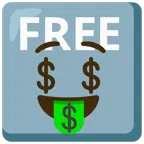 FREE button + money-mouth face