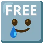 FREE button + smiling face with tear