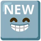 NEW button + beaming face with smiling eyes