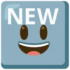 NEW button + grinning face with big eyes