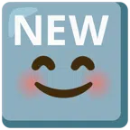 NEW button + smiling face with smiling eyes