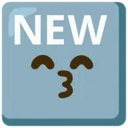 NEW button + kissing face with smiling eyes