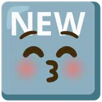 NEW button + kissing face with closed eyes