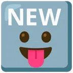 NEW button + face with tongue