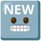 NEW button + grimacing face