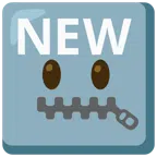 NEW button + zipper-mouth face