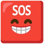 SOS button + beaming face with smiling eyes