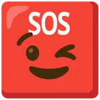 SOS button + winking face