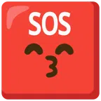 SOS button + kissing face with smiling eyes