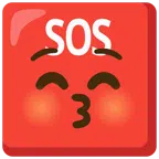 SOS button + kissing face with closed eyes