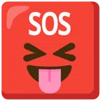 SOS button + squinting face with tongue