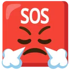 SOS button + face with steam from nose