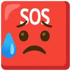 SOS button + sad but relieved face
