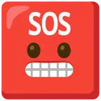SOS button + grimacing face