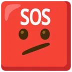 SOS button + face with diagonal mouth
