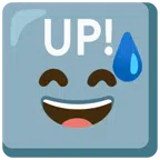 UP! button + grinning face with sweat