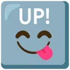 UP! button + face savoring food