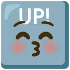 UP! button + kissing face with closed eyes