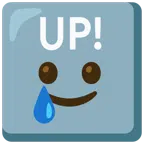 UP! button + smiling face with tear