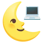faccina ultimo quarto di luna + computer portatile