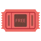 Eintrittskarten + Wort „Free“ in blauem Quadrat