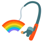 Angel mit Fisch + Regenbogen