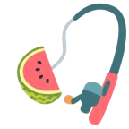 Angel mit Fisch + Wassermelone