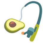 Angel mit Fisch + Avocado