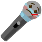 Mikrofon + Gesicht mit Fieberthermometer