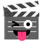 film tahtası + dili dışarda göz kırpma