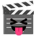 film tahtası + dil dışarıda ve gözler kapalı