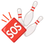 Bowling + SOS-Zeichen