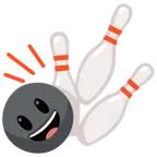 Bowling + grinsendes Gesicht mit großen Augen