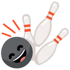 Bowling + grinsendes Gesicht mit lachenden Augen