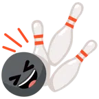 Bowling + Grinsegesicht mit zugekniffenen Augen