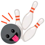 Bowling + Gesicht mit herausgestreckter Zunge