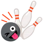 Bowling + zwinkerndes Gesicht mit herausgestreckter Zunge