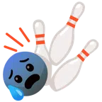 Bowling + besorgtes Gesicht mit Schweißtropfen