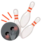 Bowling + verlegen kicherndes Gesicht