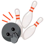 Bowling + Gesicht mit offenen Augen und Hand über dem Mund