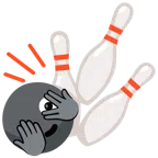 Bowling + Gesicht mit durch die Finger linsendem Auge