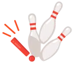 Bowling + rotes Ausrufezeichen