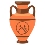 amphora + face with open eyes and hand over mouth