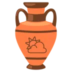 amphora + sun behind cloud