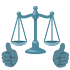 pollice in su + bilancia a doppio piatto